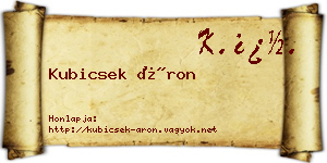 Kubicsek Áron névjegykártya